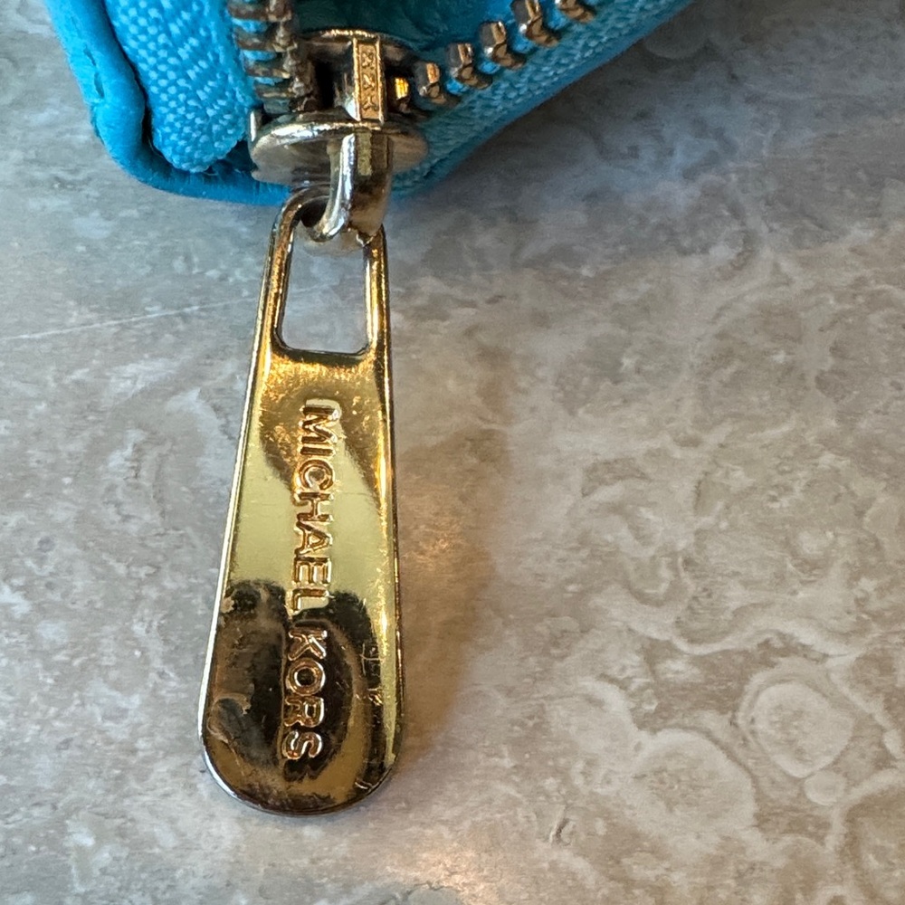 Michael Kors Turquoise Wallet with Gold Accent - Picture 9 of 11
